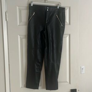 Zara pleather pants with zipper accents